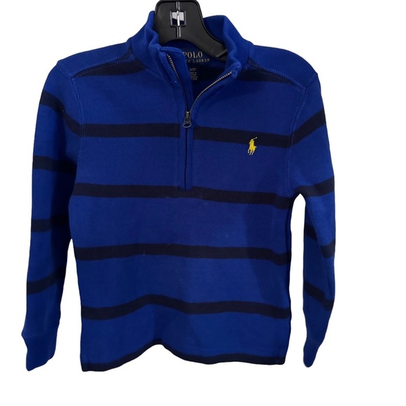 Polo Ralph Lauren Sweater 1/4 Zip  Boys 3T Blue Striped  Pony Logo - Picture 1 of 7
